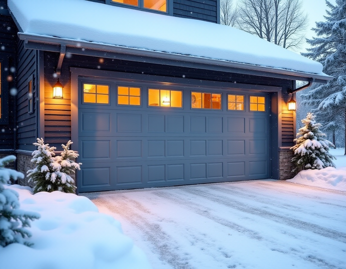 Close-up of modern garage doors numbered 6 and 7 on an industrial building facade.
