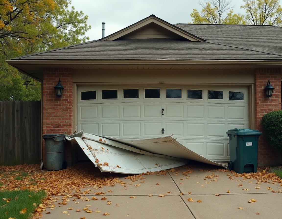 Modern garage door with bold color accents, showing clean alignment and sturdy frame